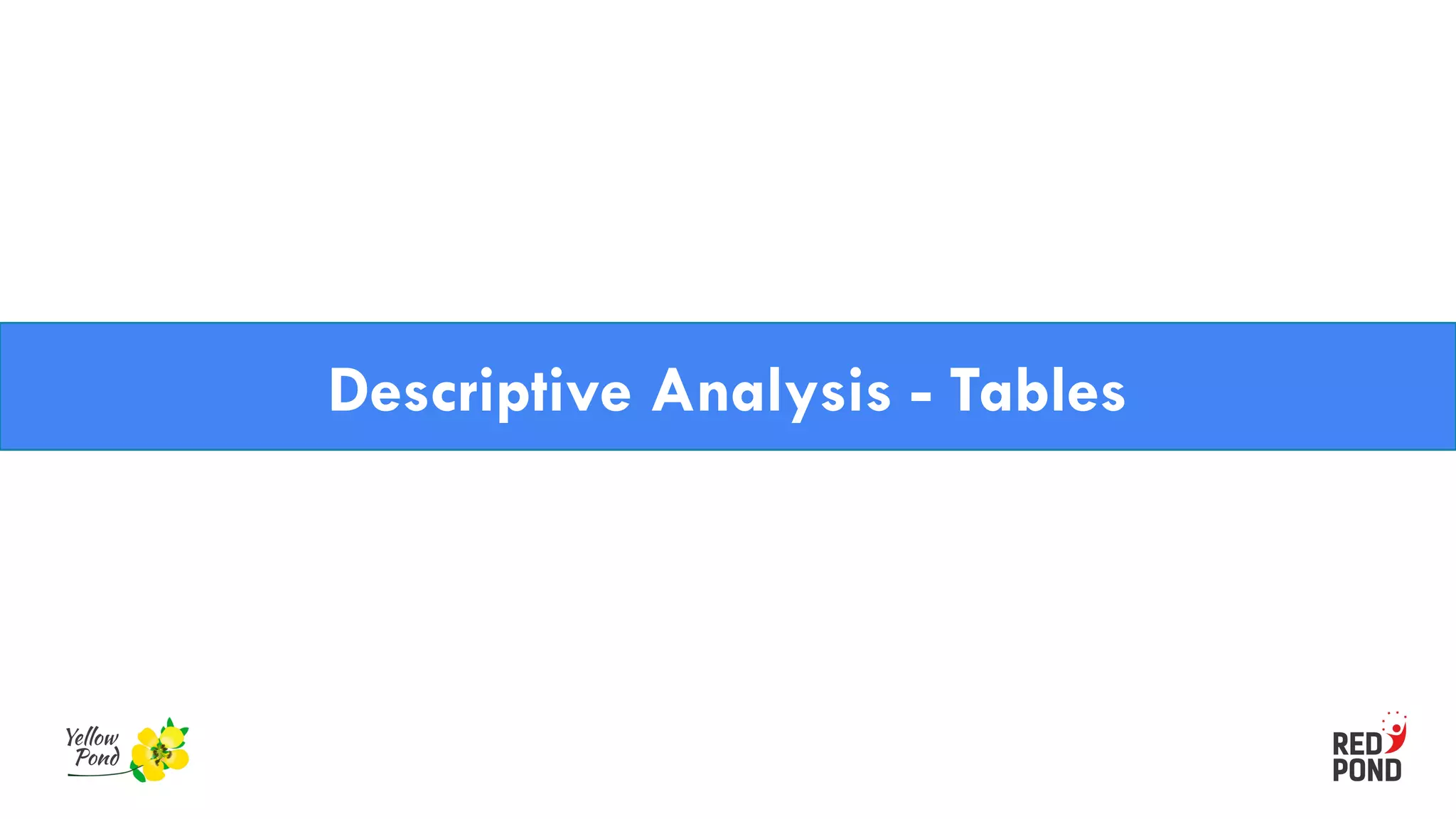 Descriptive Analysis - Tables
 