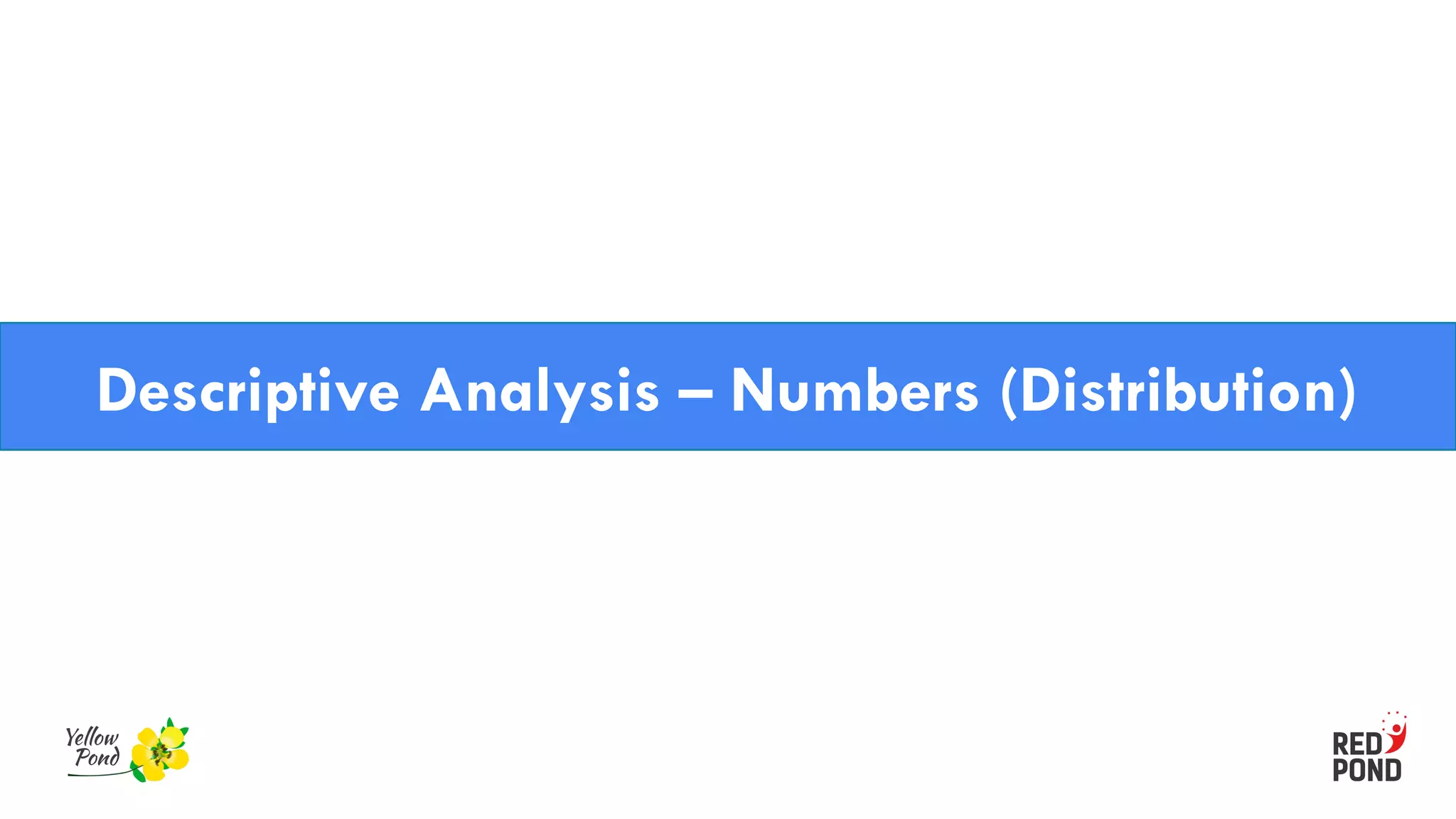 Descriptive Analysis – Numbers (Distribution)
 