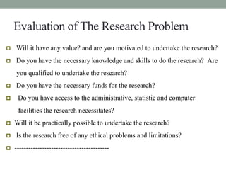 Selection of a Research Problem | PPTX | Educational Assessment | Education