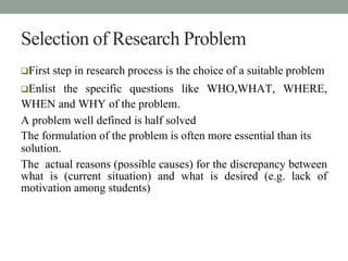 Selection of a Research Problem | PPTX | Educational Assessment | Education