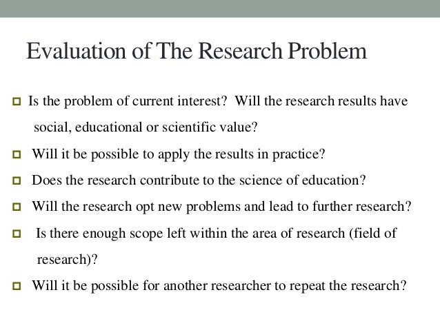 Selection of a Research Problem