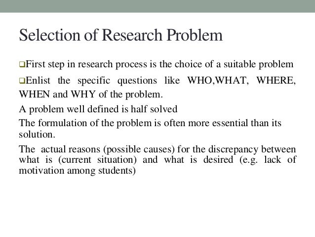 👍 Selection of research problem. Selection and formulation of a ...