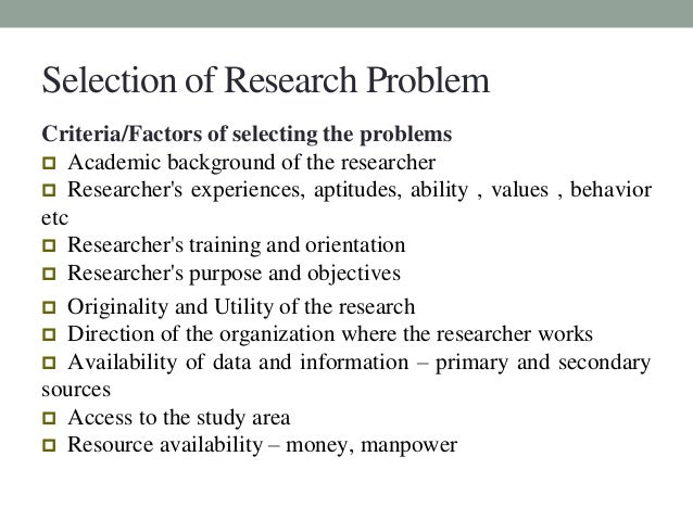 Selection of a Research Problem