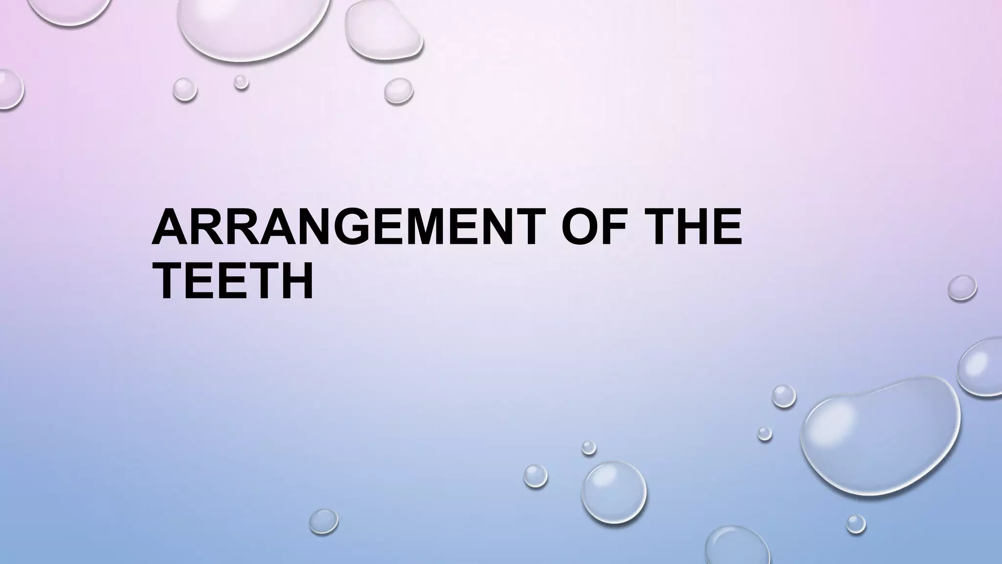 ARRANGEMENT OF THE
TEETH

 