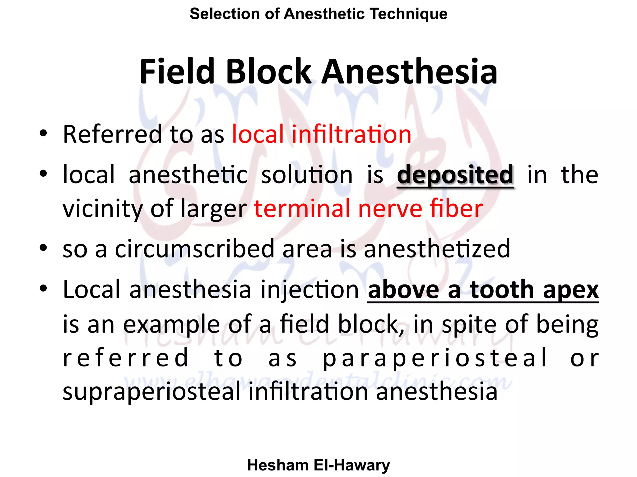 Selection of dental anesthetic technique | PDF