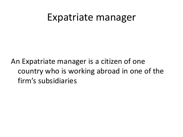 expatriate manager
