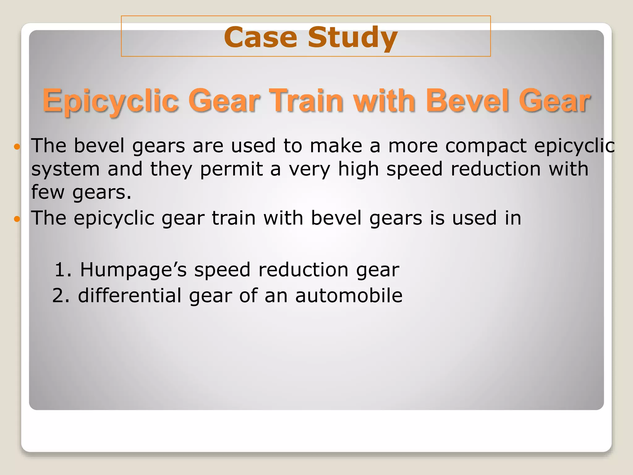 Selection of gearbox for epicyclic gear box PPT