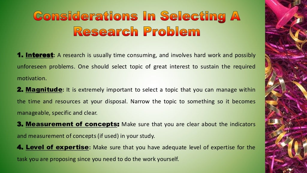 Selection of research problem
