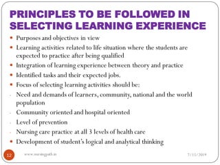 Selection and organization of learning experience | PPT