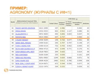 ПРИМЕР:
AGRONOMY (ЖУРНАЛЫ С ИФ<1)

 