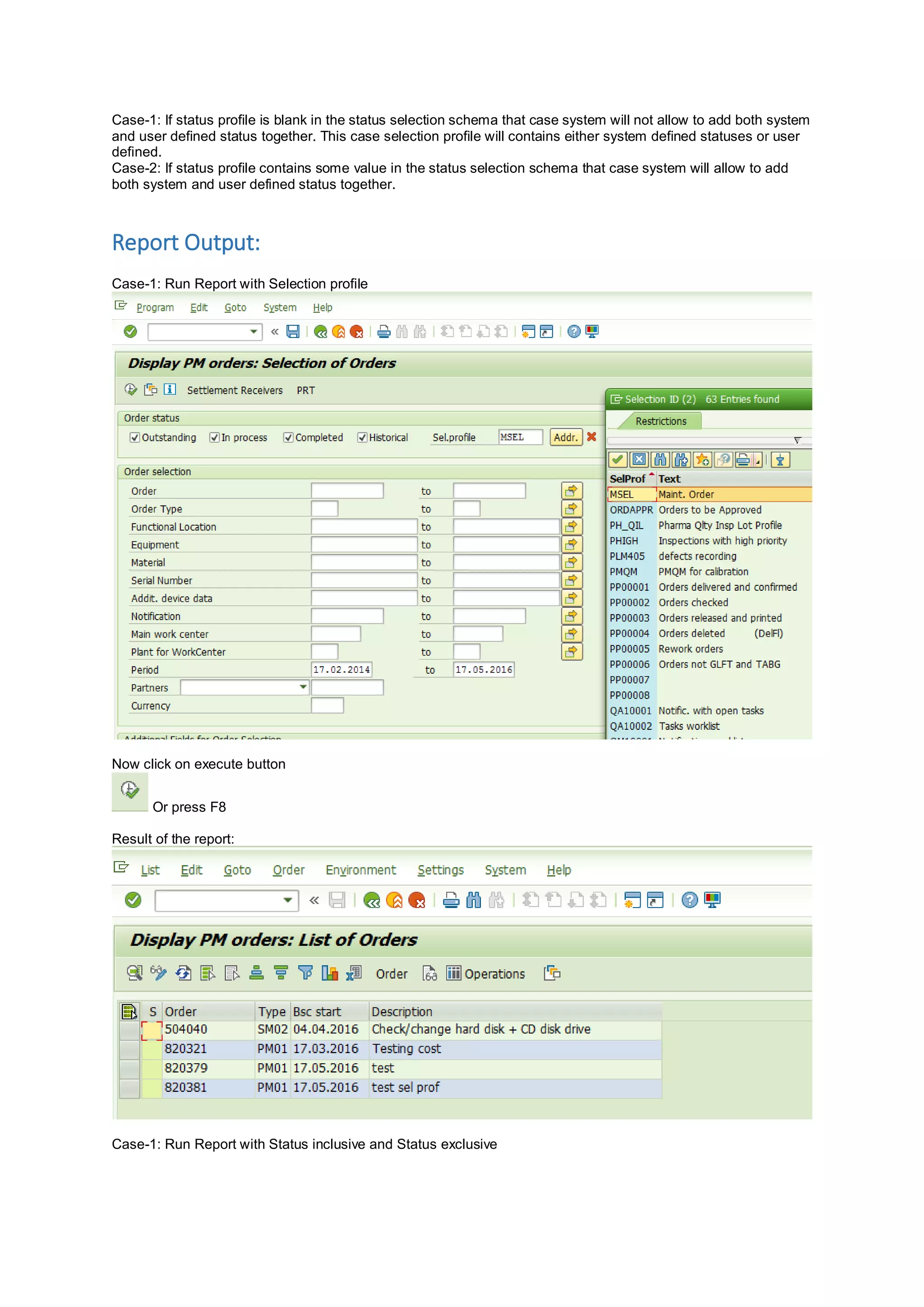 Selection Profile in SAP PM PDF