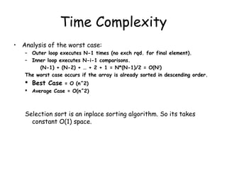 Selection sort | PPT | Programming Languages | Computing