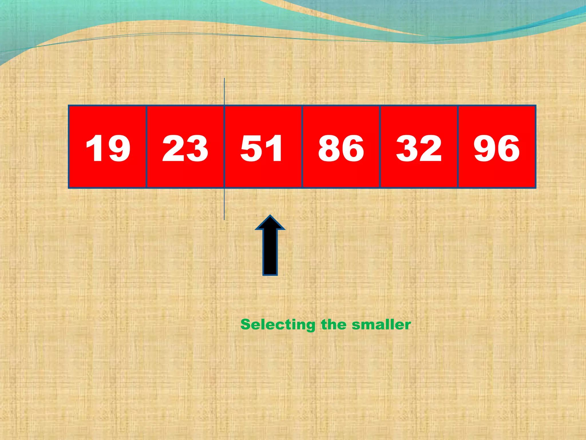 19 23 968651 32
Selecting the smaller
 
