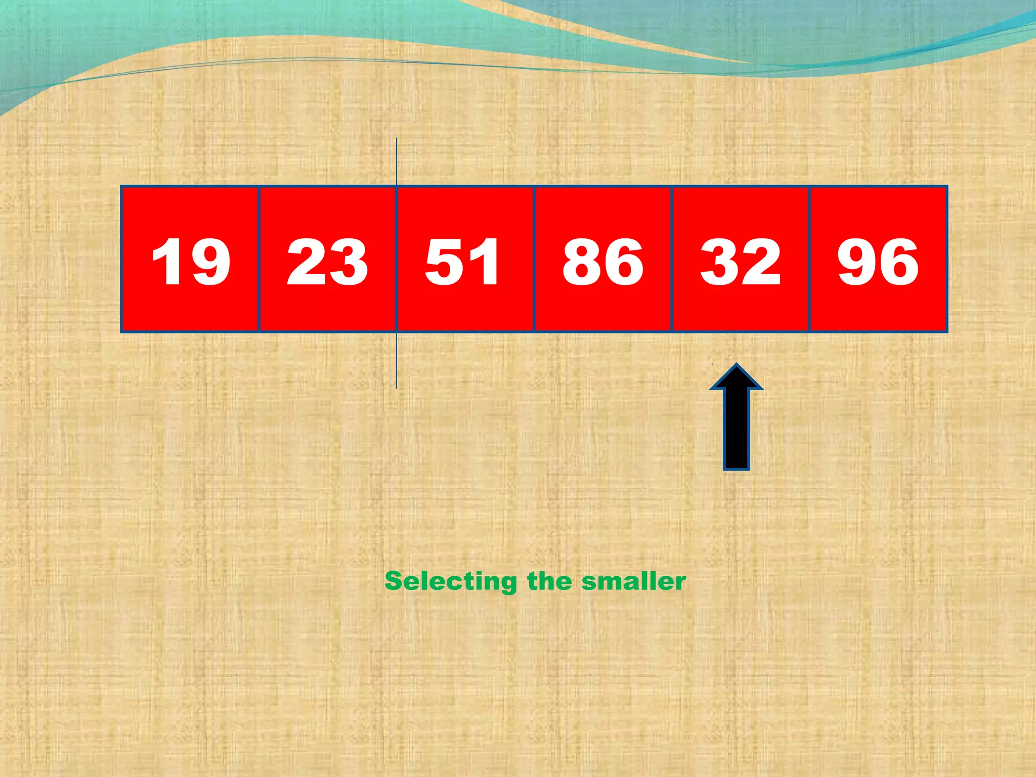 19 23 968651 32
Selecting the smaller
 