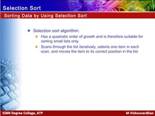Selection sort | PPS | Technology & Computing