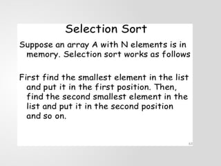 selection sort Notes with algorithm Complexity | PPTX