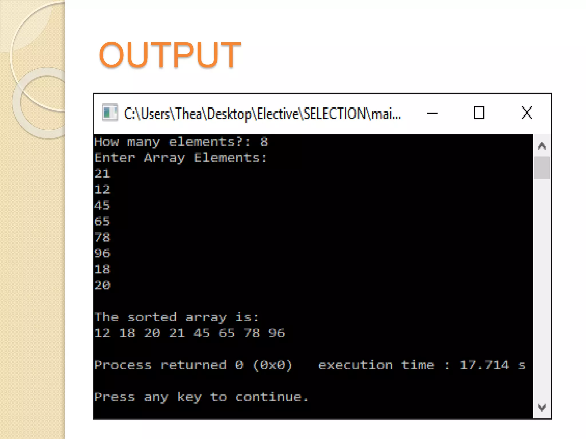 OUTPUT
 