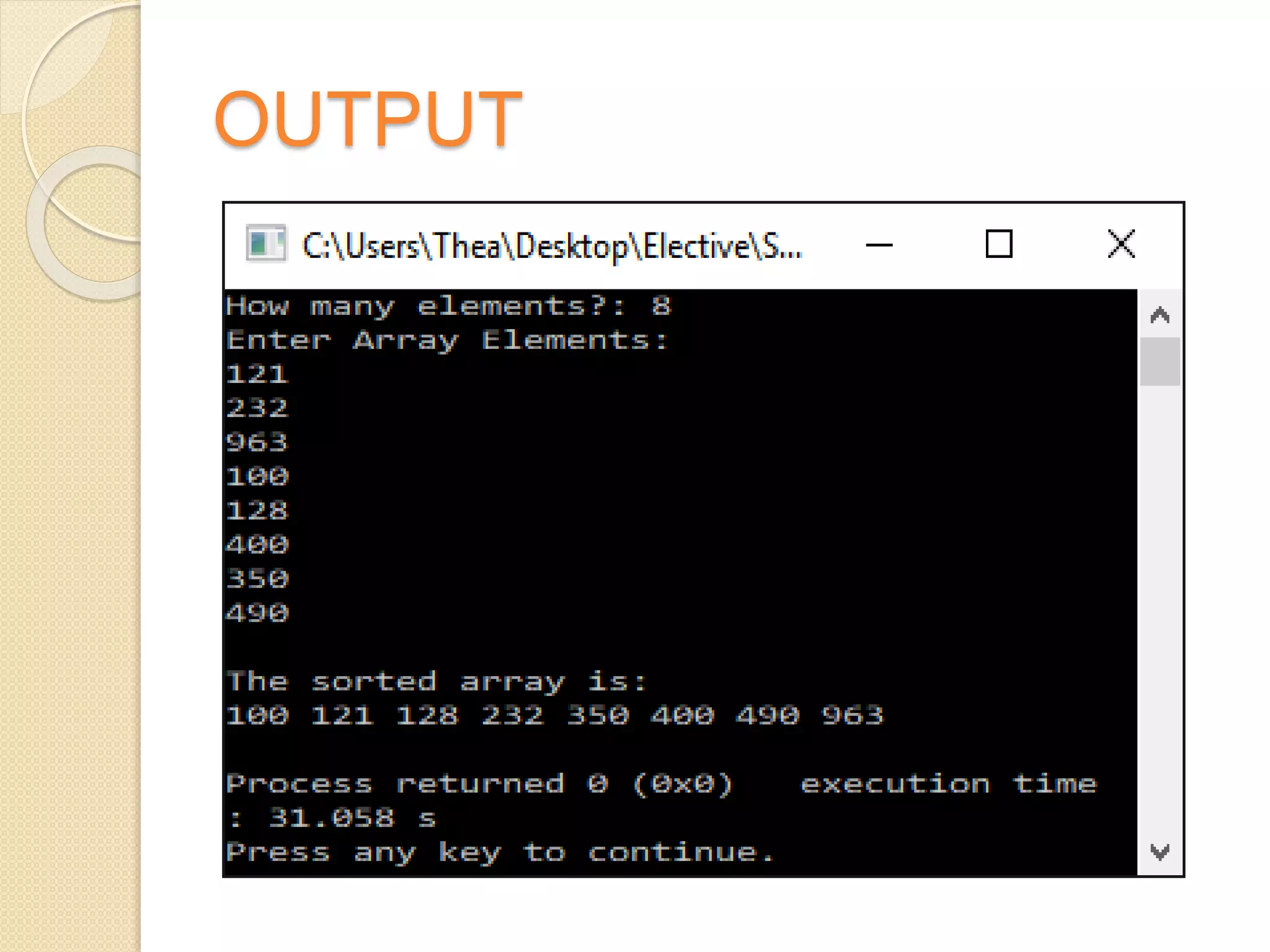 OUTPUT
 