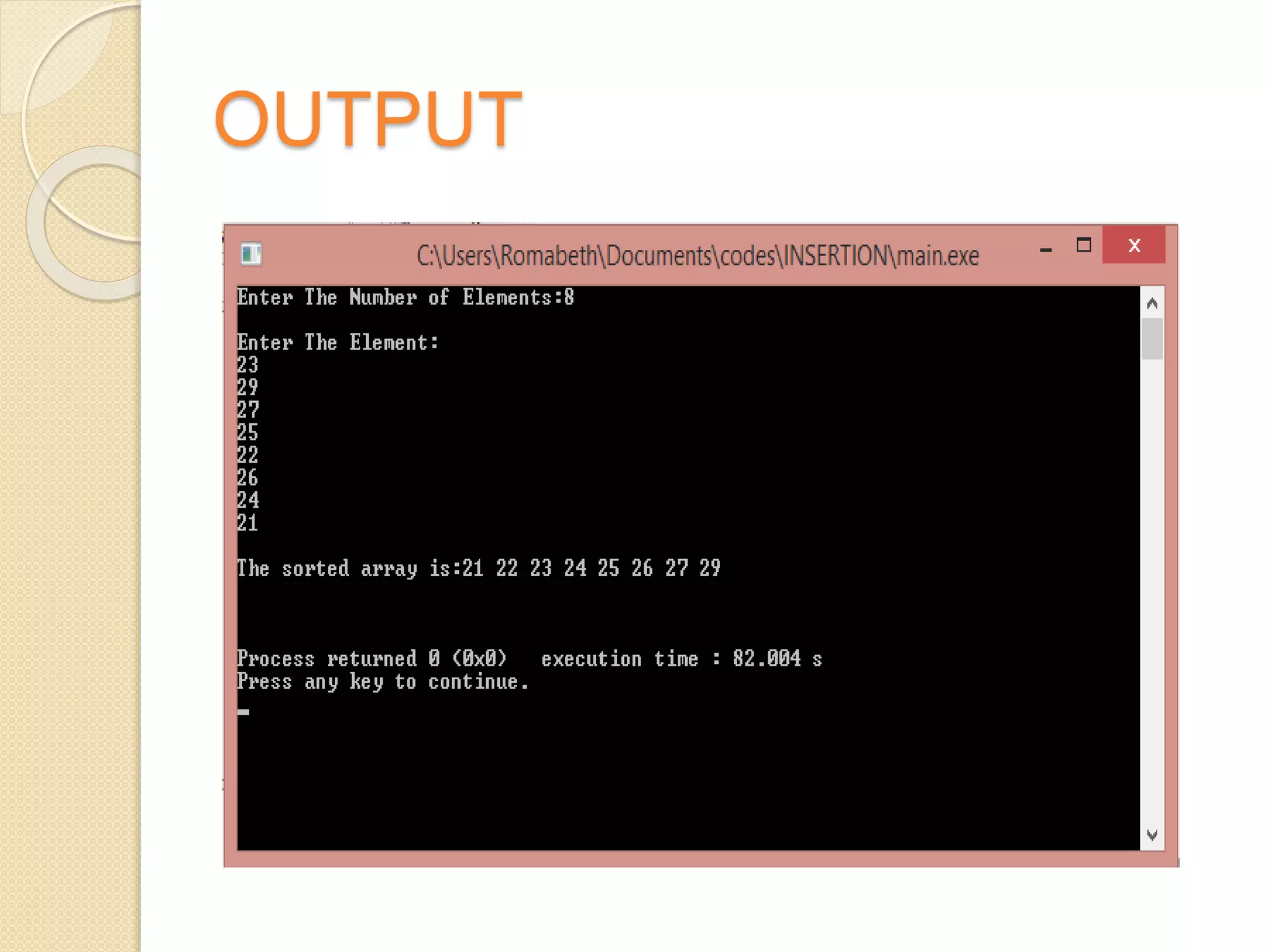 OUTPUT
 