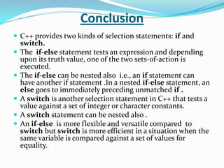 Selection statements | PPTX