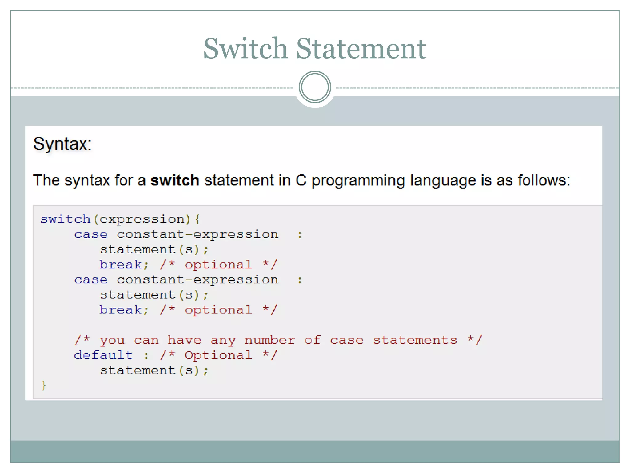 Switch Statement 