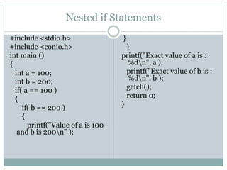 Selection Statements in C Programming | PPT