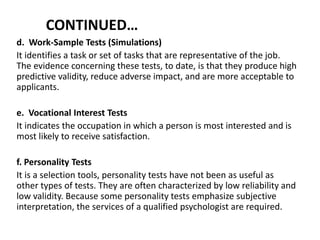 Selection Test Examples Selection tests | PPTX