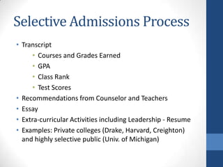 Selective College Admissions Powerpoint Sept. 2011 | PPTX