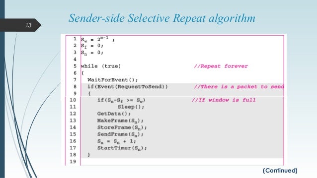 Selective repeat protocol