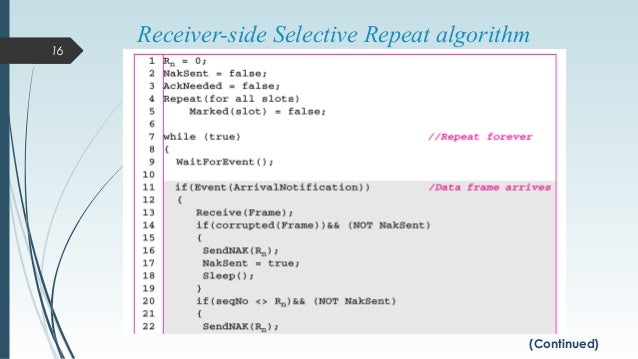 Selective repeat protocol