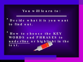 Undrlining Examples Selective Underlining | PPT