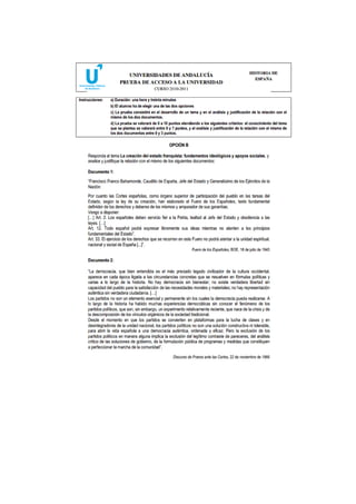 Pruebas de selectividad sobre el Franquismo