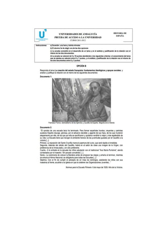 Pruebas de selectividad sobre el Franquismo