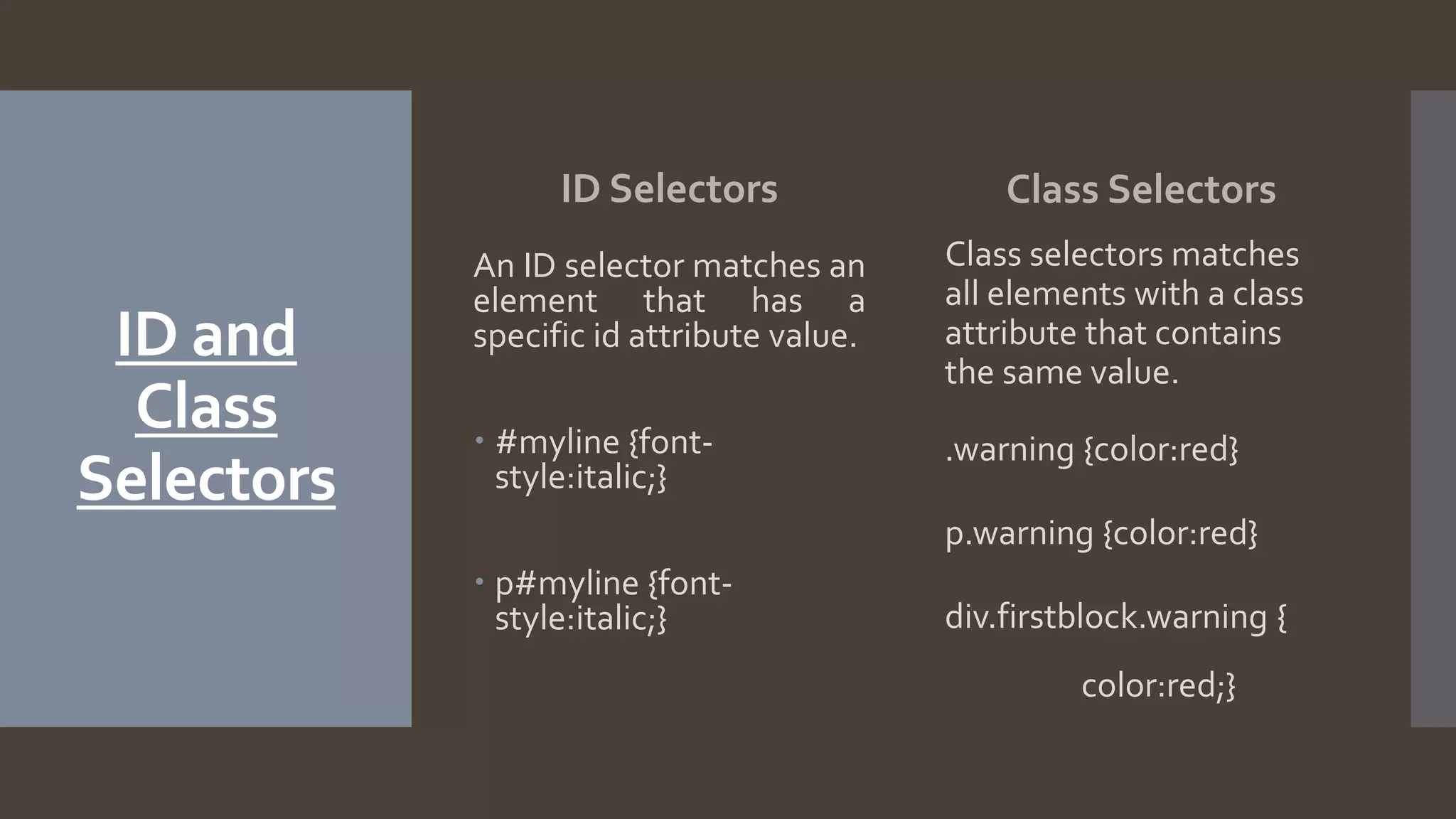 Types of Selectors (HTML) | PPT