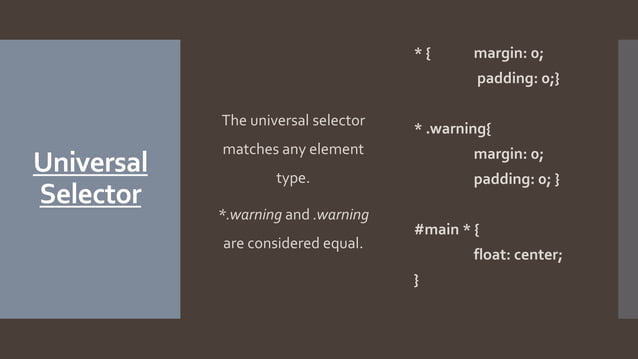 Types of Selectors (HTML) | PPT