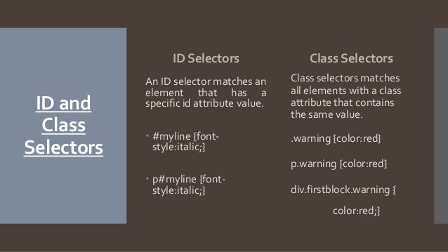 Types of Selectors (HTML)