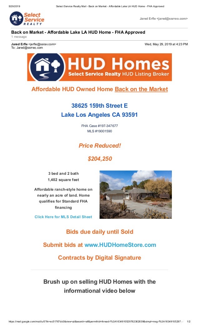 Select Service Realty HUD eFlyer Example