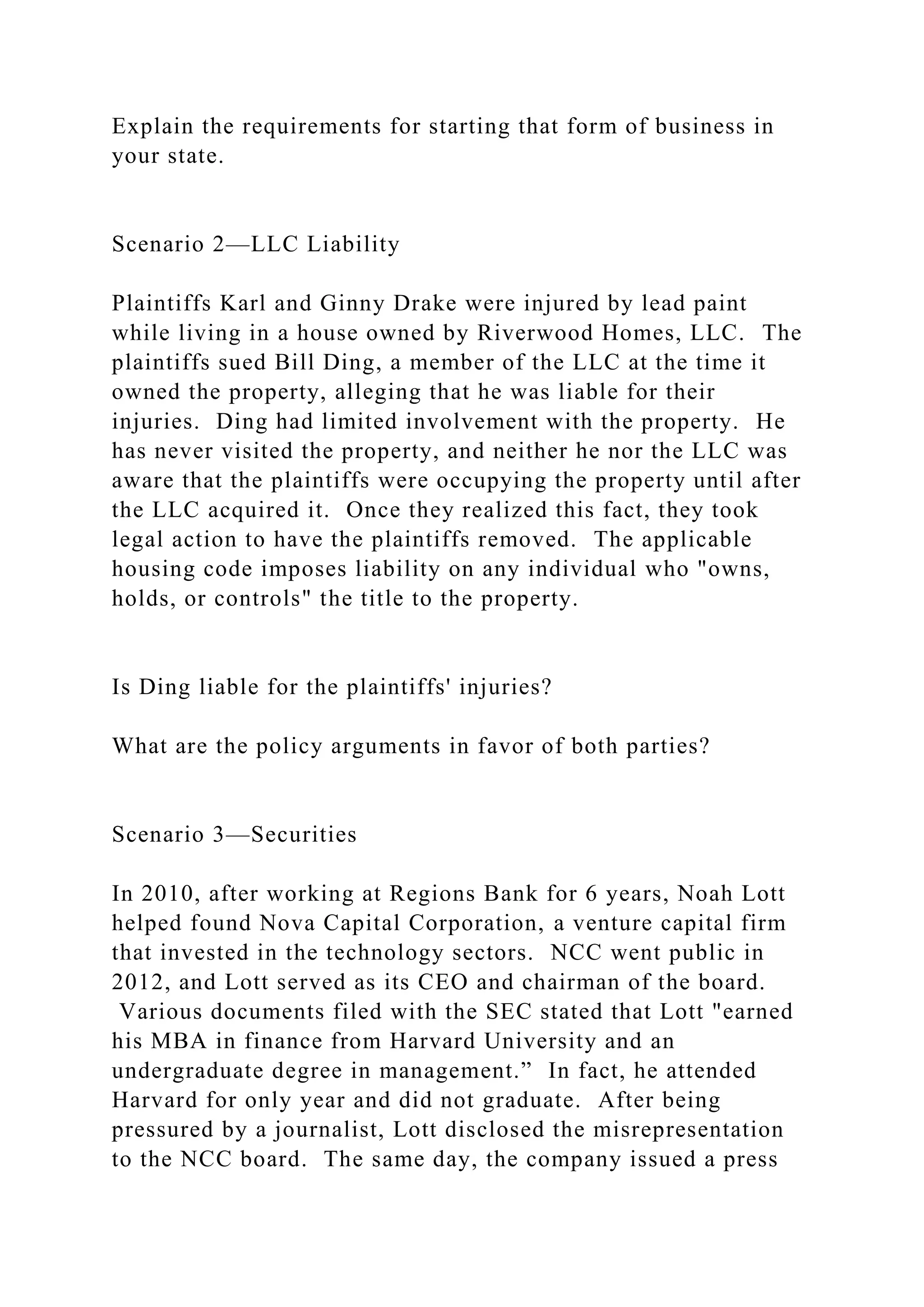 Select two of the scenarios listed below and explain the best so.docx