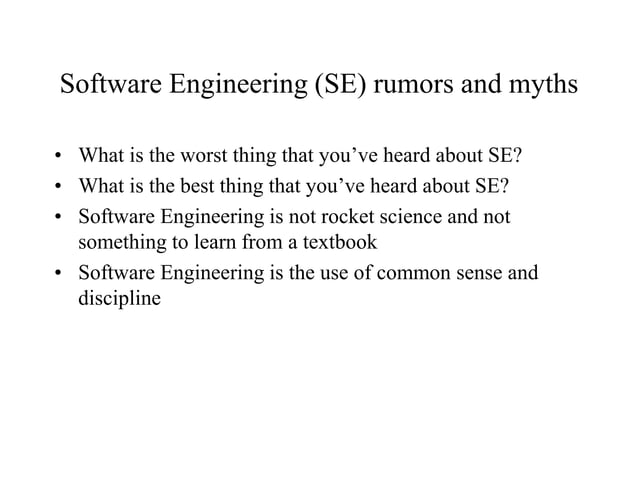 Introduction to Software Engineering Course | PPT