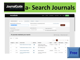 S a- Search Journals
Free
 