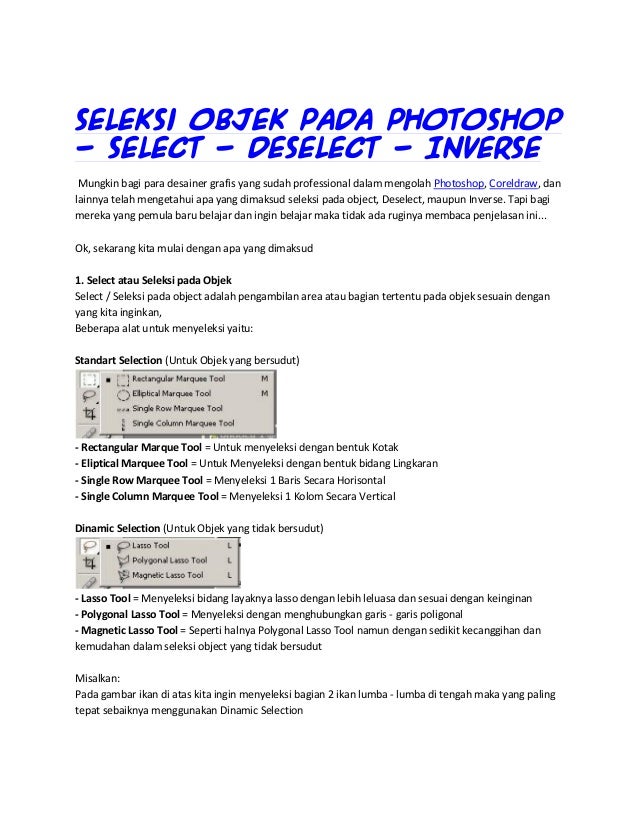 Seleksi Objek Pada Photoshop Selectdeseclectinverse Seleksi Objek Pada Photoshop Selectdeseclectinverse