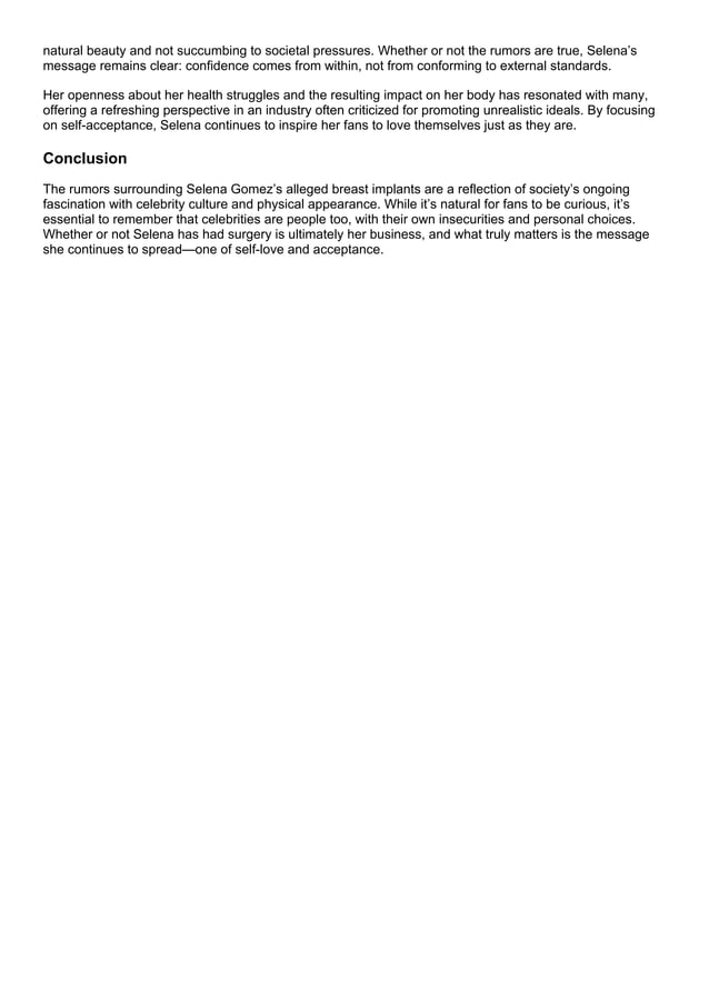 Selena Gomez Breast Implants Unraveling the Truth and Impact PDF