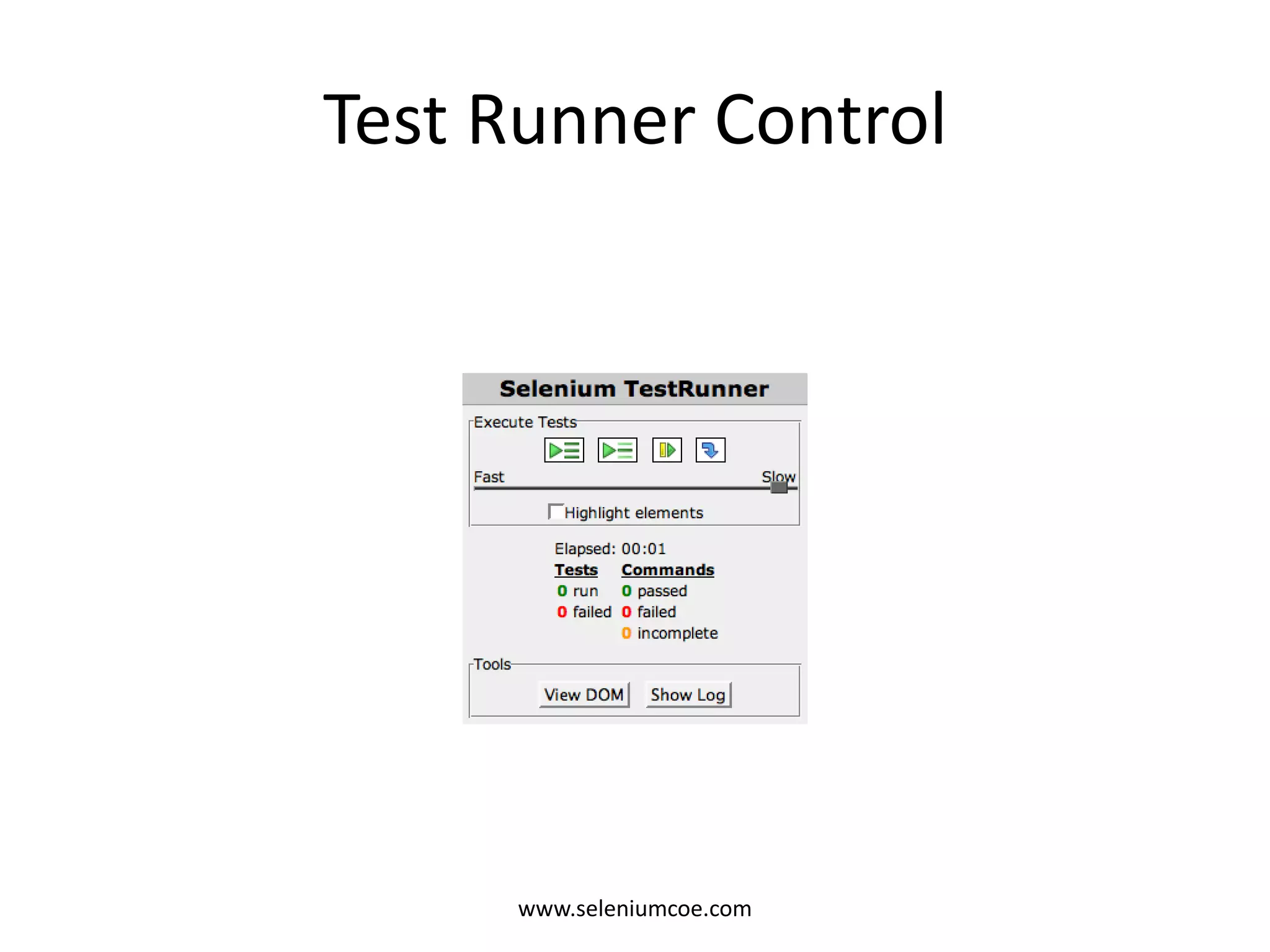 Test Runner Control
www.seleniumcoe.com
 
