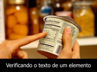 1. <HTML> 
2. <HEAD> 
3. <STYLE> 
4. #descricao { 
5. font-weight: bold; 
6. } 
7. </STYLE> 
8. </HEAD> 
9. <BODY> 
10. <P id=“descricao”>Selenium Playland</P> 
11. </BODY> 
12. </HTML> 
 