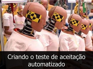 1. @Test 
2. public void tratarChamadaAjax() { 
3. FirefoxDriver driver = new FirefoxDriver(); 
4. String pagina = “http://www.agilecode.com.br/selenium”; 
5. driver.get(pagina); 
6. WebElement chamadaAjax= driver.findElement(By.id(“fazerChamadaAjax”)); 
7. chamadaAjax.click(); 
8. WebDriverWait wait = new WebDriverWait(driver, 10); 
9. wait.until(); 
10. } 
 