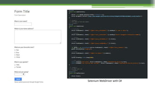 Selenium WebDriver with C# 
 
