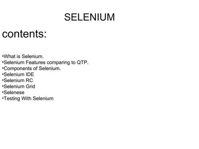 Selenium ppt | PPT