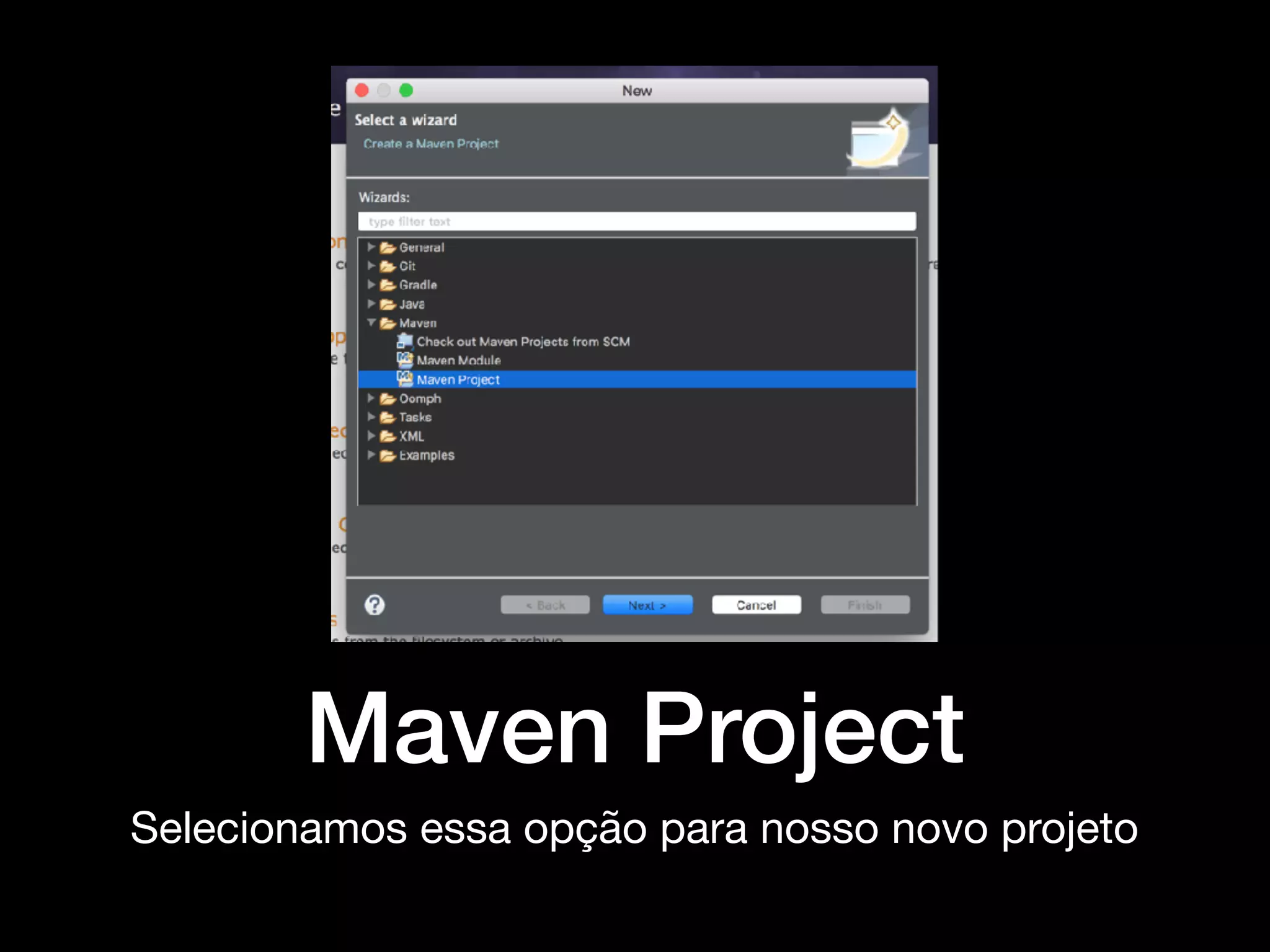 Maven Project
Selecionamos essa opção para nosso novo projeto
 