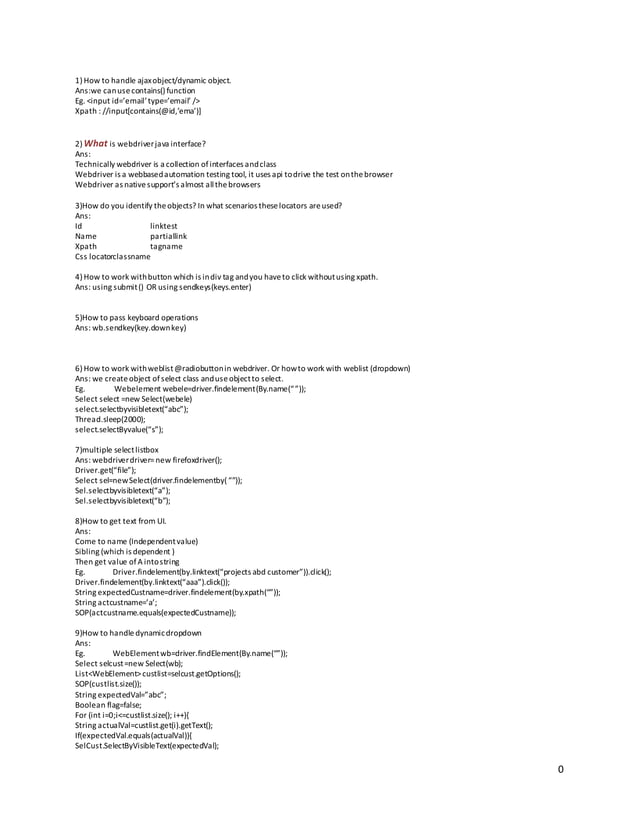 Experienced Selenium Interview questions | PDF