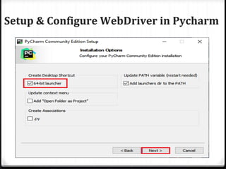Setup & Configure WebDriver in Pycharm
 